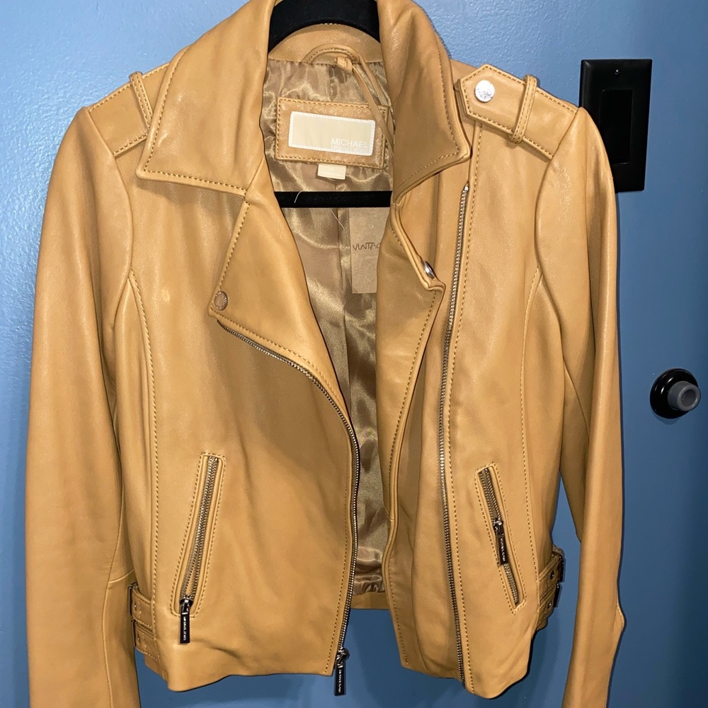 Micheal Kors Manilla Leather Moto Jacket XS